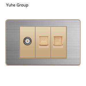 Prise murale universelle en aluminium brossé série 118, standard RJ45 RJ11, pour TV, LAN, satellite, ordinateur, prise et fiche avancées - Product Image 5