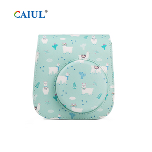 Caiul Màu Xanh Alpaca Phong Cách Máy Ảnh Túi Cho Fujifilm Instax Mini 11 Chống Sốc PU Mềm Trường Hợp Với Dễ Thương Phim Thiết Kế - Product Image 3