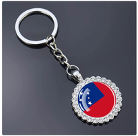 Vente en gros de porte-clés personnalisés Samoa à une face avec motifs d'emblèmes nationaux de différents pays, porte-clés incrustés de strass
