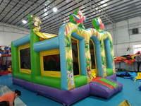 Istana Balon Tiup PVC Bertema Hewan, Rumah Bermain Hutan dengan Ramp Masuk untuk Penggunaan Dalam & Luar Ruangan, Sekolah, dan Komersial
