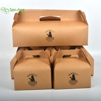 SenAng05 – boîte en papier Kraft de grande taille personnalisée, avec fenêtre, à emporter, pour gâteaux de boulangerie