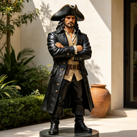 Statue de pirate moderne grandeur nature en résine pour jardin extérieur, sculpture de capitaine en fibre de verre à vendre