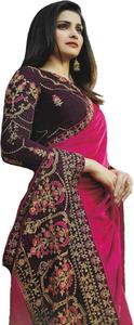 Designer Feestkleding Saree <span class=keywords><strong>Indian</strong></span> Dames Zijden Bruiloft Dames Dragen Sari Borduurwerk Blouse Groothandel Vrouwen Dragen Sari <span class=keywords><strong>Chiffon</strong></span> Stof Kleding - Product Image 4