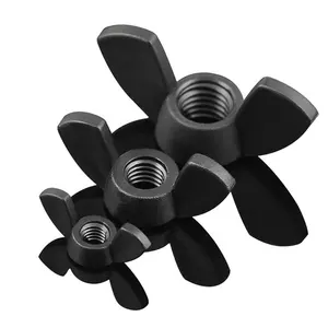 M2 M4 M8 M10 M24 Carbon Steel Black Finish Square Wing Butterfly Nut Rounded Wing Customize Available