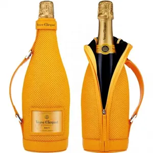 Özelleştirilmiş neopren Oxford Polyester şarap şişe soğutucu çanta/şampanya soğutucu