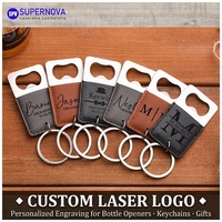 Ouvre-bouteille rectangulaire en cuir PU personnalisé, prêt pour la gravure au laser de logo et de design, idéal pour une utilisation promotionnelle
