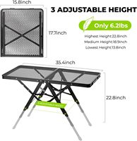 Table de camping pliante en alliage d'aluminium avec étagère en maille et sac de rangement 3x2FT, barbecue portable d'extérieur (noir) Modèle Hqz 9040