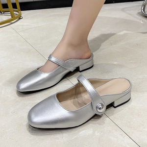 Nouvelle Collection Été – Mules à Talon Bas et Bride Unique pour Femme, Bout Carré, Talon Épais, Grandes Tailles - Product Image 1