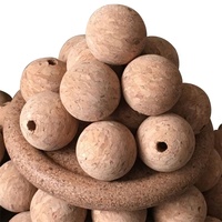 Perles en bois pour décor de noël, pièces, bricolage, boules rondes de liège, colorées, en vrac