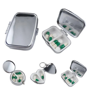 Kim loại tim Móc chìa khóa hộp Thuốc Du Lịch y học trường hợp Pill Organizer hộp hàng tuần Tablet chủ lưu trữ container trường hợp - Product Image 1