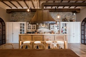 Armoires de cuisine intégrées en bois massif de style rétro américain avec îlot de travail, pratiques et fonctionnelles, sans soucis après-vente - Product Image 4