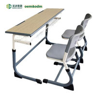 Bureaux et chaises réglables pour l'école, plateau de bureau en bois à profil épaissi pour les élèves du primaire/secondaire, les établissements d'enseignement et de formation