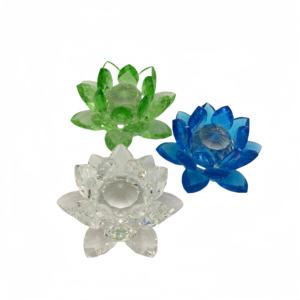 ดอกบัวคริสตัลใสสีเขียวสีฟ้าสวยงามสําหรับตกแต่งและของขวัญของขวัญคริสตัลดอกบัว - Product Image 2