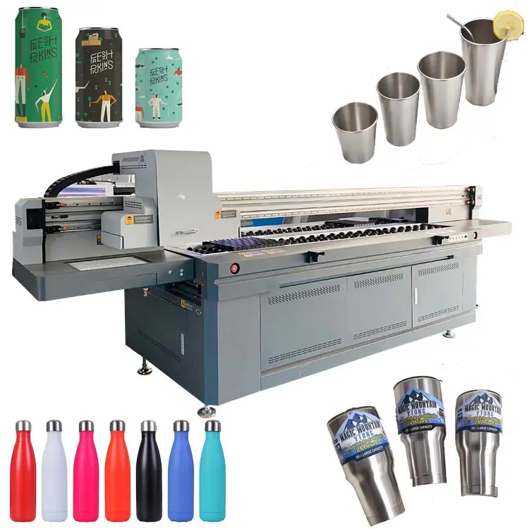 Ad alta Velocità uv stampante flatbed con Gen5i Testina di Stampa per UV bottiglia di stampa, Tazza di stampante UV, bottiglia di plastica Cilindro UV stampante