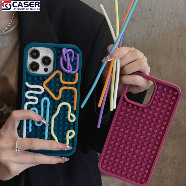 Maze DIY Creative Stress Relief Puzzle Silicone Colored Strip Anti-fall Back Phone Shell for Iphone18 17promax 16/15/14/13