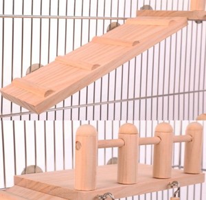 नई लकड़ी के खेल जिम क्लाइम्बिंग फ्रेम ब्रैकेट के साथ पक्षियों के पिंजरे के लिए खिलौना रैक - Product Image 5