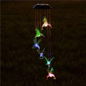 Carillon solaire LED Db Hummingbird, ornement de jardin en plastique, décoration suspendue pour extérieur, thème oiseau, finition brillante - Product Image 5