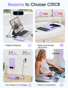 Banco de energía portátil de gran capacidad <span class=keywords><strong>para</strong></span> <span class=keywords><strong>iPhone</strong></span>, <span class=keywords><strong>cargador</strong></span> rápido de 22,5 W con cable integrado ultrafino Original y superventas de 10000mAh - Product Image 6