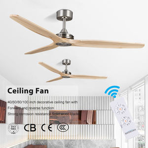 Ventilateur de plafond silencieux Design 40 pouces 3 pales en bois massif Chambre à coucher intérieure Maison Télécommande Moteur BLDC - Product Image 2