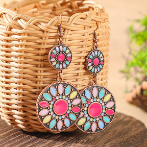 Boucles d'oreilles pendantes bohèmes en alliage plaqué bronze antique, bijoux de fête pour femmes - Product Image 3
