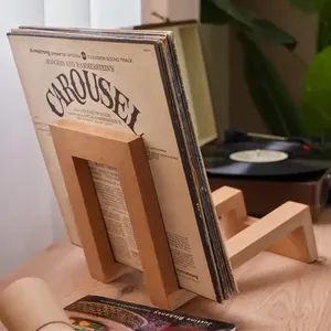 Présentoir de disques vinyles en bois Supports de livres et organisateurs de table en bois faits à la main pour le stockage de disques vinyles - Product Image 3