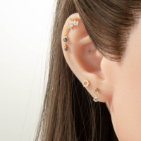 Bijoux en titane hypoallergénique Hengsen ASTM F136 pour piercing tragus, lobe, cartilage, hélix, avec dos plat et filetage interne