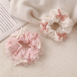 Venta al por mayor verano primavera banda para el pelo Crunchies pulsera elástica accesorios para el pelo diseñador a granel tul encaje Scrunchie con lazo - Product Image 2