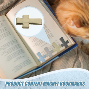 Marque-page magnétique en cuir en forme de croix et clip <span class=keywords><strong>pour</strong></span> stylo - Porte-page réutilisable <span class=keywords><strong>pour</strong></span> journaux et études, accessoire double usage <span class=keywords><strong>pour</strong></span> la lecture quotidienne - Product Image 6