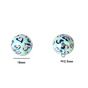Chaîne de téléphone portable DIY en perles acryliques de 16 mm à motif floral léopard double cœur pour la Saint-Valentin, accessoire de stylo ou bijou - Product Image 2