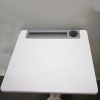 Bureau mobile moderne en MDF pour étudiant, base en aluminium, hauteur réglable pneumatiquement, fonction assis-debout, avec support et crochet, silencieux pour le bureau