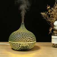 Diffuseur d'huiles essentielles ultrasonique rétro en forme de gourde, humidificateur à lumière nocturne sept couleurs pour usage domestique, fonctions d'aromathérapie