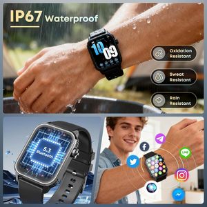 超智能手表，带 GPS 防水大屏幕显示屏，5G Android 健身追踪器，时尚，适合男士和女士，兼容 iOS - Product Image 2