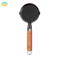Tout nouveau ménage Mini poêle à frire antiadhésive en fonte non enduite oeufs frits poêle à steak frite poêle en fonte avec manche en bois