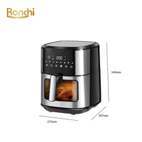 Nouvelle Conception Moderne Friteuse à Air Carrée Électrique 7L/8L à Commande Tactile, Sans Huile, Usage Domestique Ronchi 1500W Antiadhésive PTFE