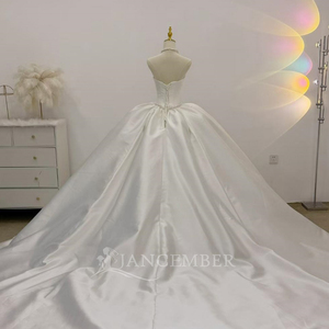 Lsjj157 Elegant Bohemian Bridal Ball Gown Strapless Structured Bodice Appliques Sweetheart Neckline Chapel Train <b>Wedding</b> Dress - Product Image 4