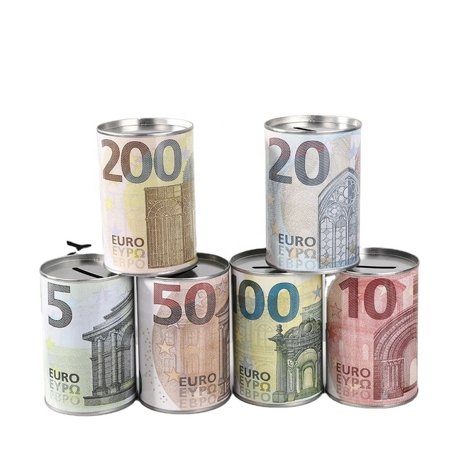 Wholesale Tinplate Coin Storage Box /Empty Money Saving Tin Can Packaging/ Unbreakable Round Tin Piggy Bank for Gift