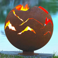 Poêle à bois d'extérieur, sphère en acier, boule de foyer