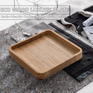 Plateau de service en bois artisanal, écologique, finition lisse, forme moderne, luxe pour la cuisine, la table à manger, les collations, le thé, le café, la maison - Product Image 3