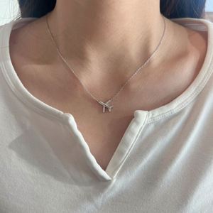 Dylam Unique Tiny Charm Jewelry 925 Sterling Silver Link Chain <b>D</b> VVS1 Moissanite Stone Airplane Pendant <b>Necklace</b> <b>Necklaces</b> - Product Image 2