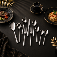 Ensemble de couverts modernes réutilisables en acier inoxydable 304, finition miroir, avec étui portable pour hôtels, restaurants, traiteurs, vente en gros