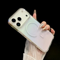Nouvelle coque de téléphone portable en TPU magnétique antichoc avec paillettes, style de luxe tendance, transparente pour iPhone 17 16 15 14 13