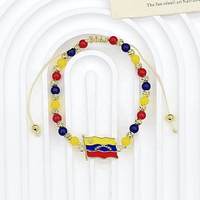 CH-JDT781 Bracelet tendance en perles de verre bleues, jaunes et rouges, bracelet en émail avec carte, bijoux en cuivre faits à la main, vente en gros pour femmes