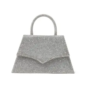 Fashion Glitter Leather Diamonds Handbags Silver Luxury Bag for Party Club Women PU Single OPEN
