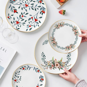 2025 Hot Cutlery Wholesale Creative Garland Bone China Plate <b>Set</b> Nordic Style Household Ceramic Dish - Product Image 3