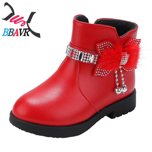 Botas de Invierno para Niñas, Estilo Nuevo, de Media Pantorrilla, Cálidas, de Cuero, con Lazo, Forradas de Algodón y Felpa - Product Image 5