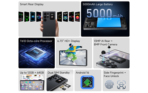 สมาร์ทโฟน Fossibot <span class=keywords><strong>S8</strong></span> รุ่น 4GB 64GB ระบบปฏิบัติการ <span class=keywords><strong>Android</strong></span> 16 ปลดล็อคแล้ว หน้าจอหลัง 6.7 นิ้ว รองรับ NFC ซิมคู่ กล้อง 13MP - Product Image 6