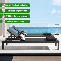 Chaise longue d'extérieur en aluminium, lit de repos, chaise longue de piscine, chaise longue de plage, chaise longue résistante aux UV, tissu imperméable pour usage hôtelier