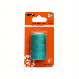 Filo da Cucito Ilan 500M Colore 49 Verde Lago Profondo 40S/2 Per Lavori Artigianali - Product Image 1