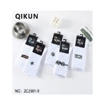 Calzini da uomo alla moda bianchi ad alta elasticità per uso quotidiano sportivo e traspirante in poliestere Spandex a righe inverno Happy Bottom ODM - Product Image 1