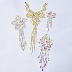 Cristal Strass Applique Décoratif Base En Métal Ceinture De Mariée Diamant Cristal AB Marquise Patches Réglage Coudre Sur L'épaule - Product Image 1